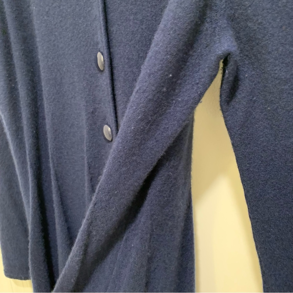 Armani Collezioni Vintage Navy Blue 100% Cashmere Pleated Cardigan Size 12 - Picture 4 of 11